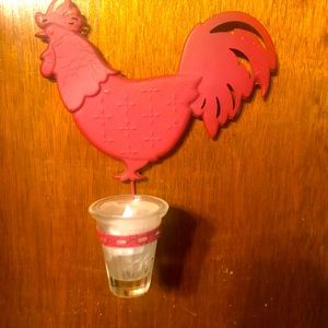Party Lite Red Metal Hanging Rooster Candle Holder